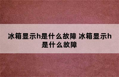 冰箱显示h是什么故障 冰箱显示h是什么故障